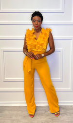 Reza Ruffle Yellow Jumpsuit