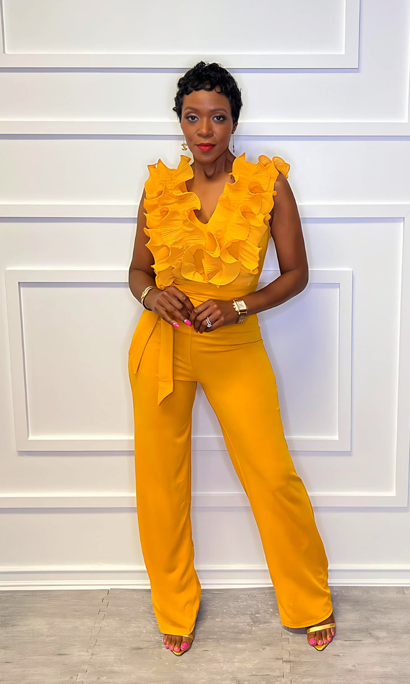 Reza Ruffle Yellow Jumpsuit