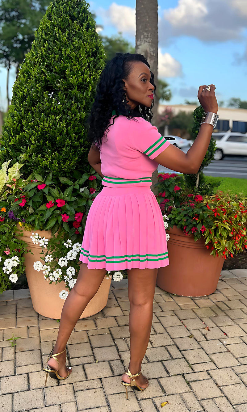 Tiff Pink and Green Tennis Skirt Set-FINAL SALE