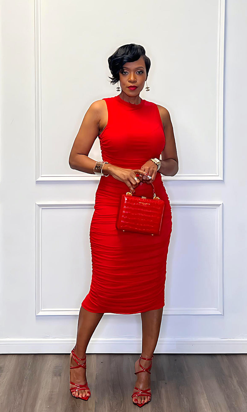 Raleigh Red Midi Dress