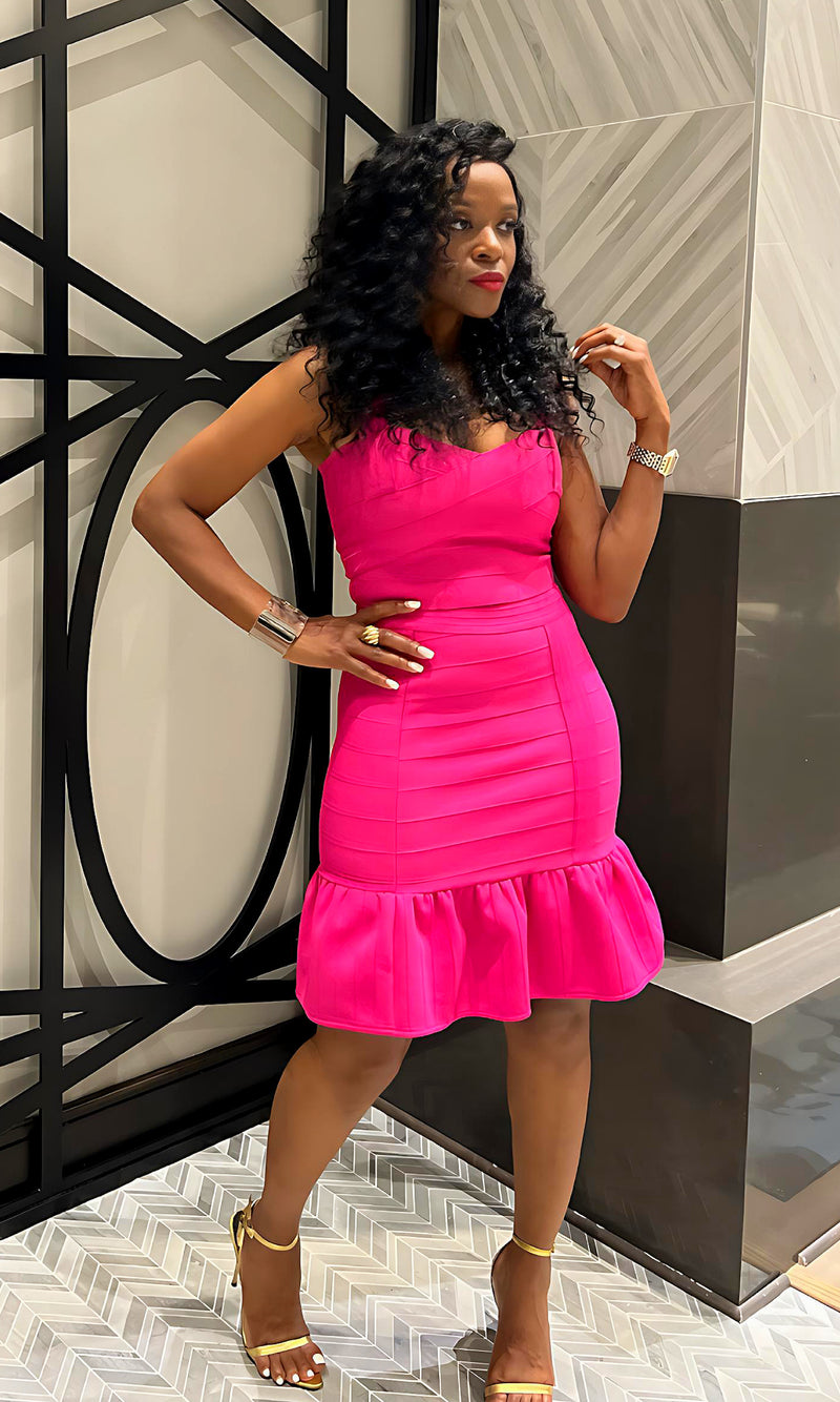 Mia Mermaid Fuchsia Bandage Skirt Set
