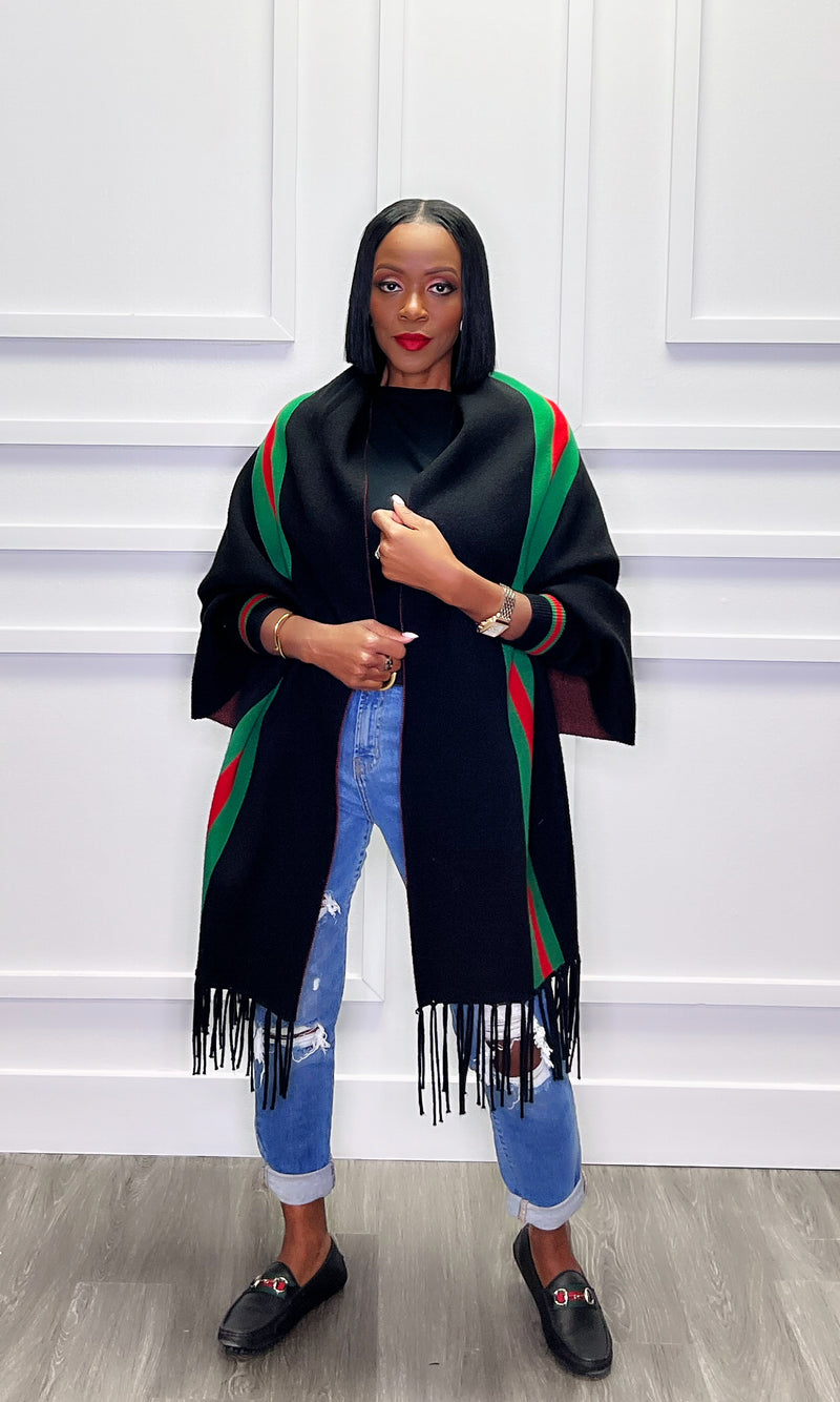 Gabby Black Poncho Cardigan