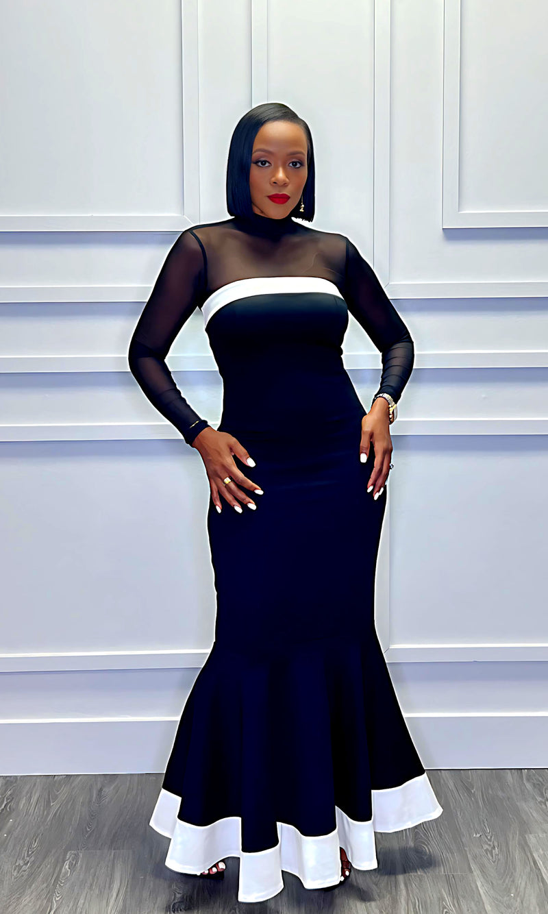 Bianca Black & White Mermaid Dress