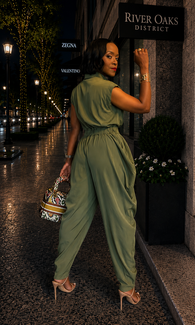 Jade OLIVE Harem Jumpsuit – Trésor Caché Boutique