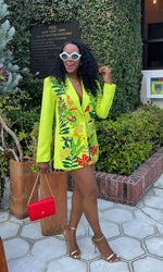 Tropics Escape Lime Blazer Shorts Set