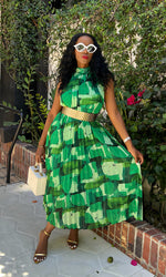 Rita Pleated GREEN Dress