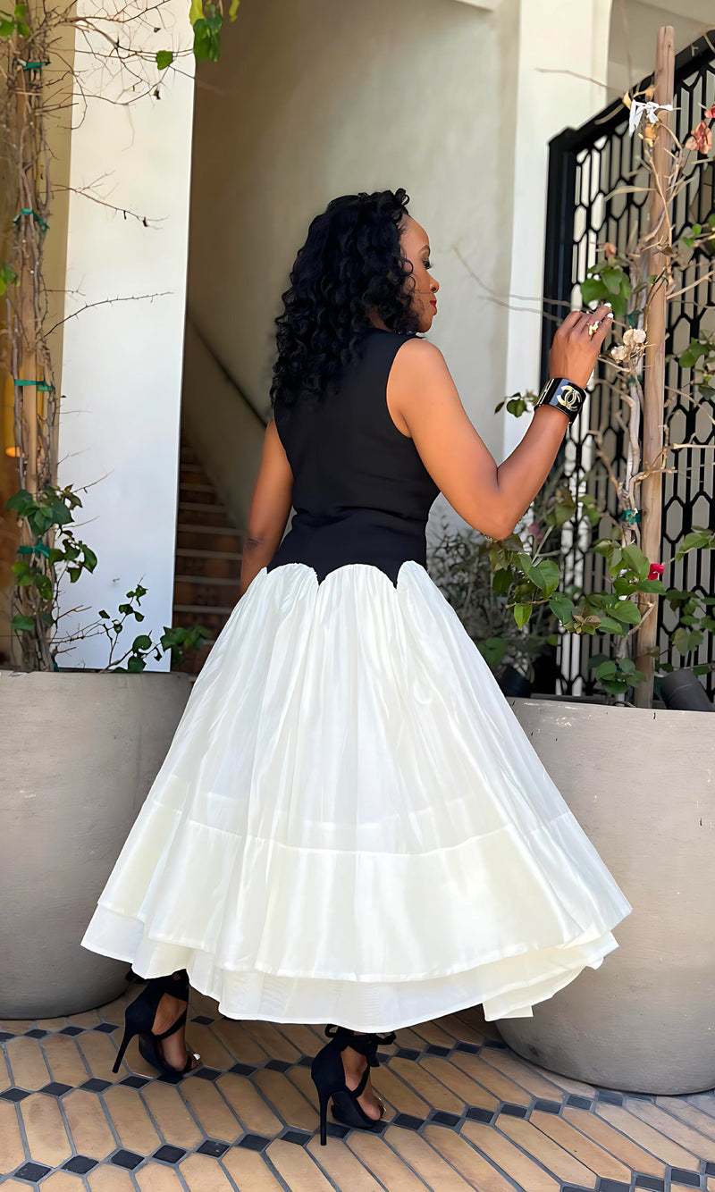 Capri Black and White Dress