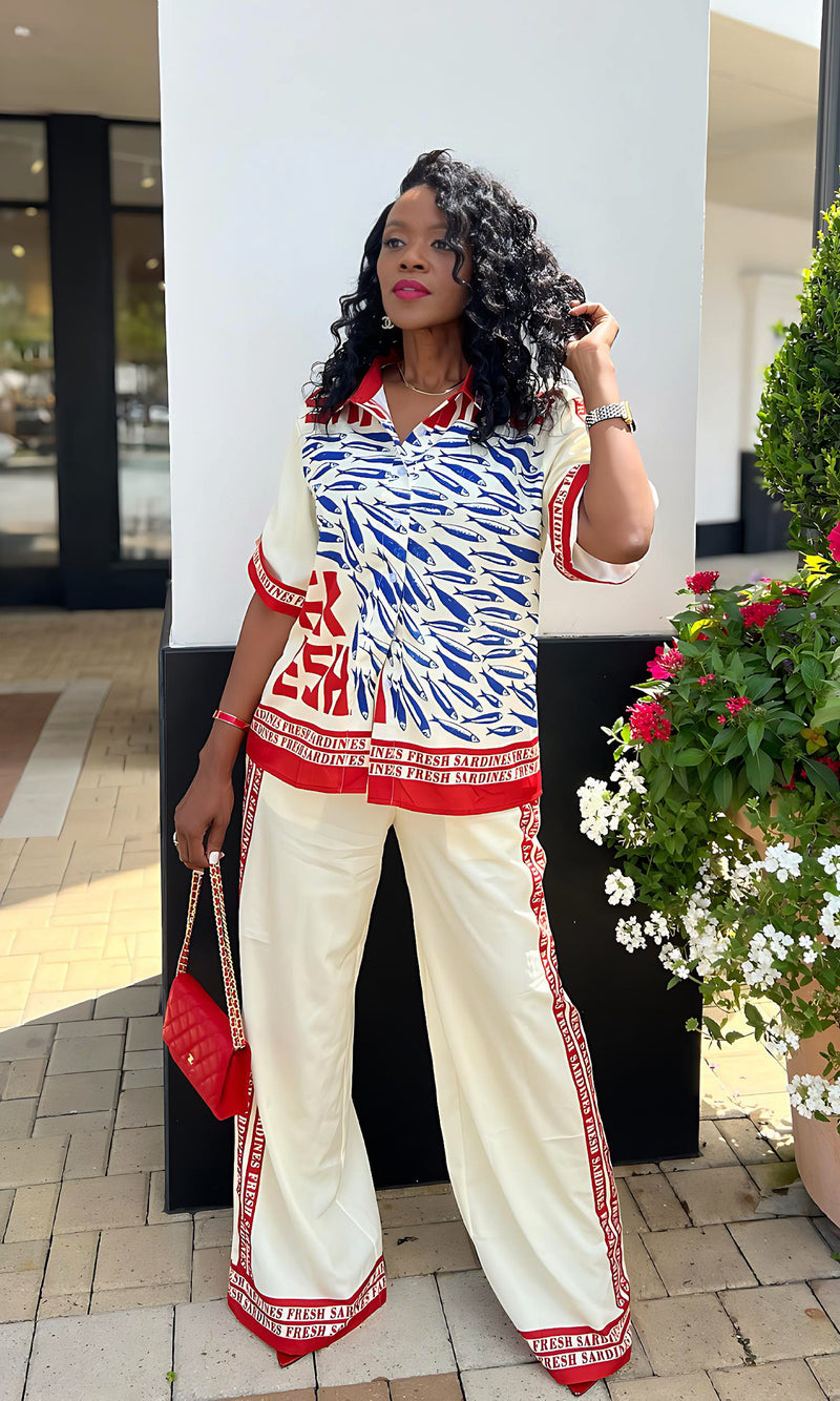 Summer In Italy Red Pants Set