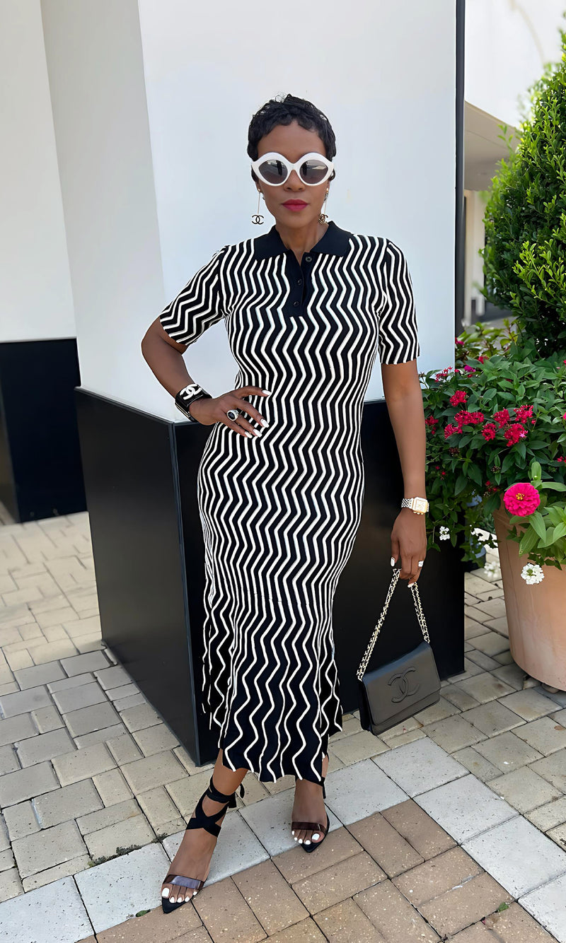 Aztec Black and White Dress