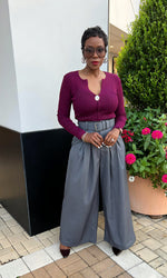 Bethany Belted Grey Highwaist Slack Pants