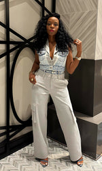 Greer Grey and Denim Cargo Set