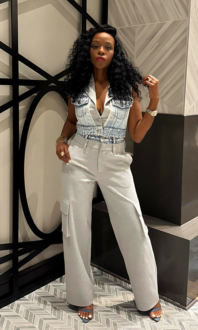 Greer Grey and Denim Cargo Set