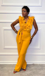Reza Ruffle Yellow Jumpsuit