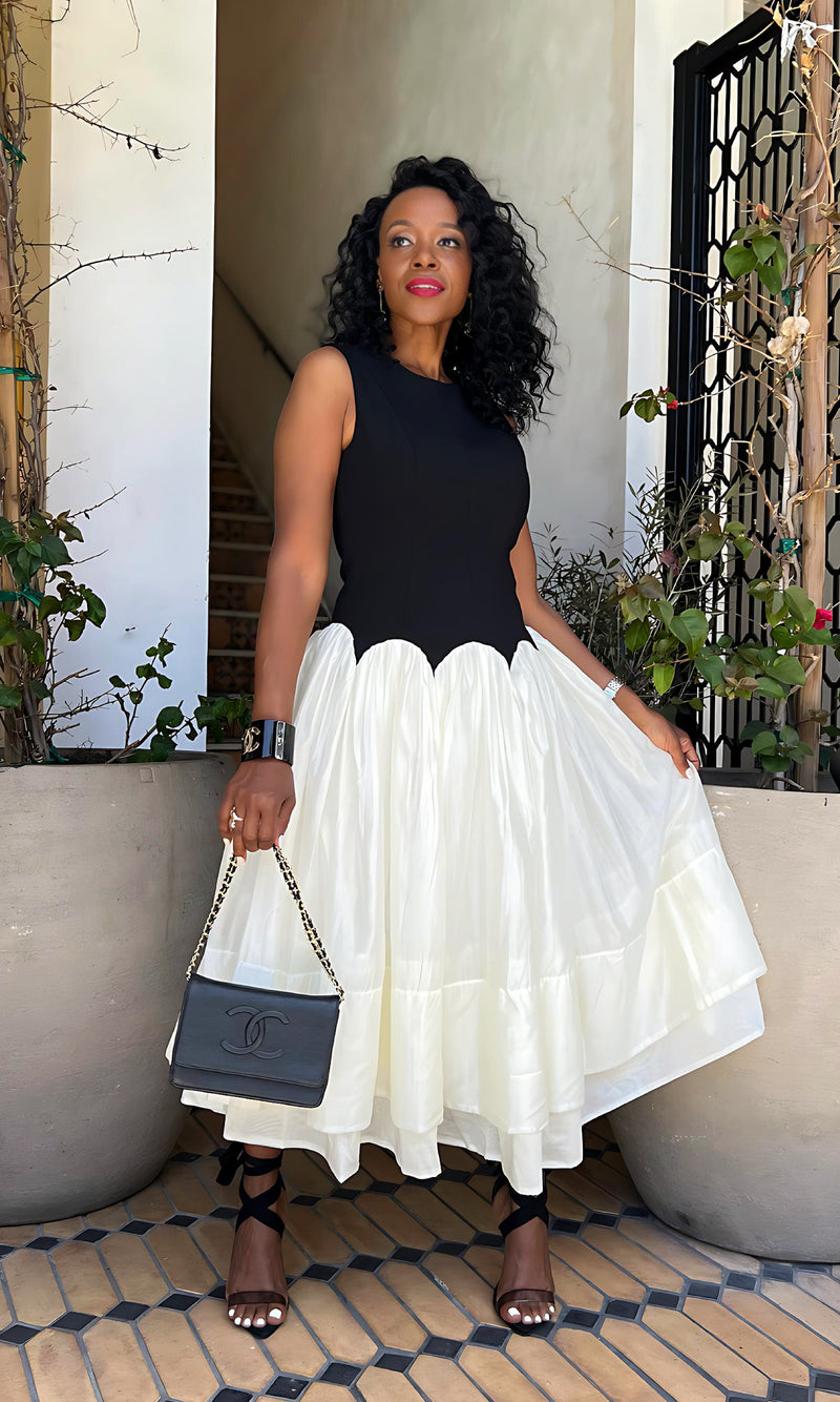 Capri Black and White Dress