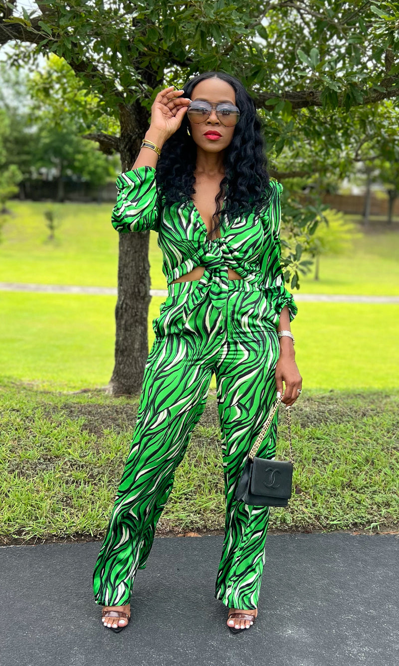 St. Barts Green and Black Pants Set