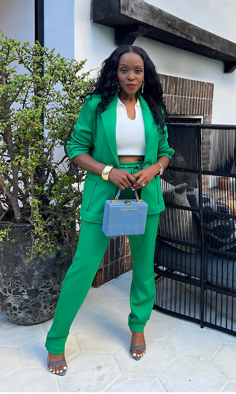 Landon Lux Kelly Green Blazer Jogger Set