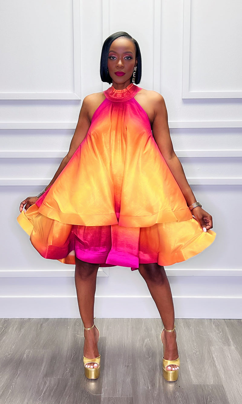 Regina Ruffled Fall Ombre Dress
