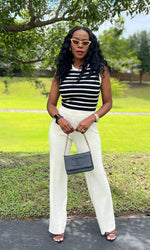 Stacia Striped Black & Mocha  Knit Pants Set
