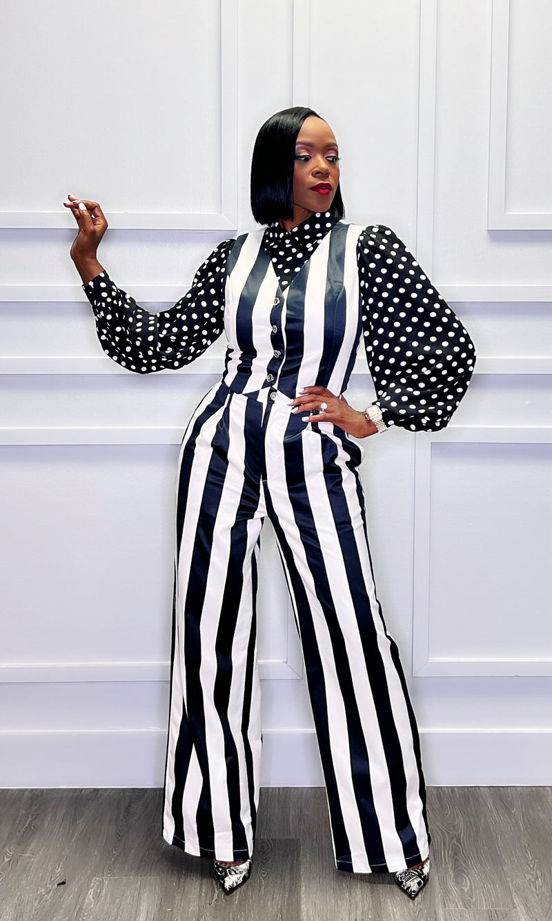 Striped It Up Vest Pants Suit