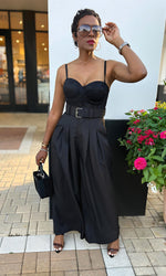 Bethany Belted Black Highwaist Slack Pants
