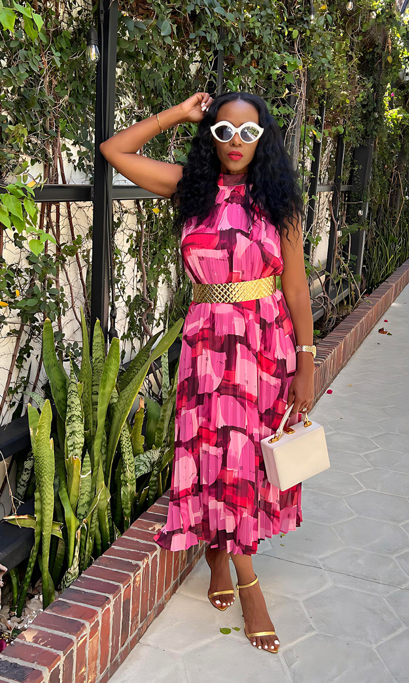 Rita Pleated MAGENTA Dress