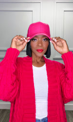 Lenny Fuchsia Leather Baseball Hat - FINAL SALE