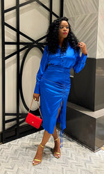 Royal Satin Cobalt Skirt Set