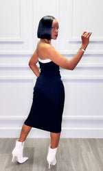 Maxine Black and White Midi Dress