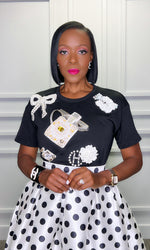 Benjy Bling Patch Black Crop Top:FINAL SALE