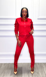 BLACK FRIDAY DEAL: Emily Red Striped Jogger Set - FINAL SALE