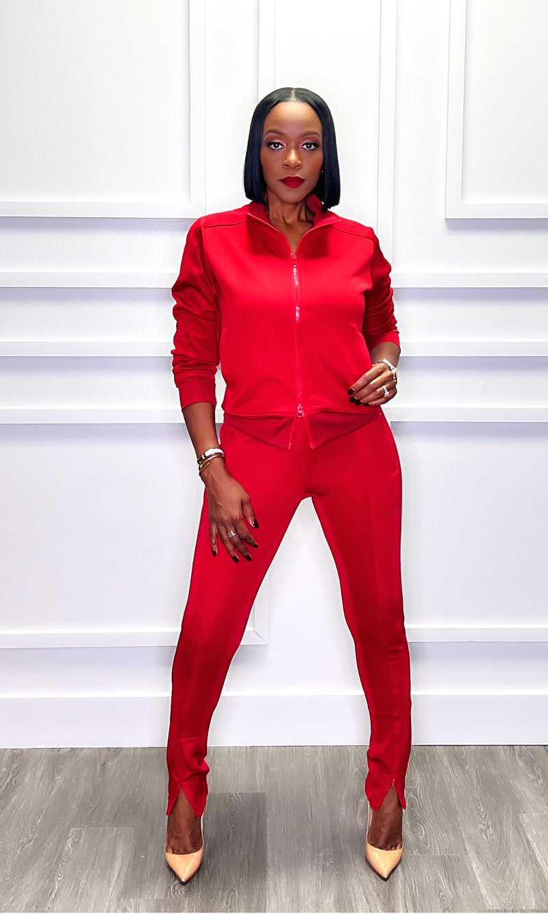 BLACK FRIDAY DEAL: Emily Red Striped Jogger Set - FINAL SALE