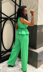 Jett Green Peplum Pants Set