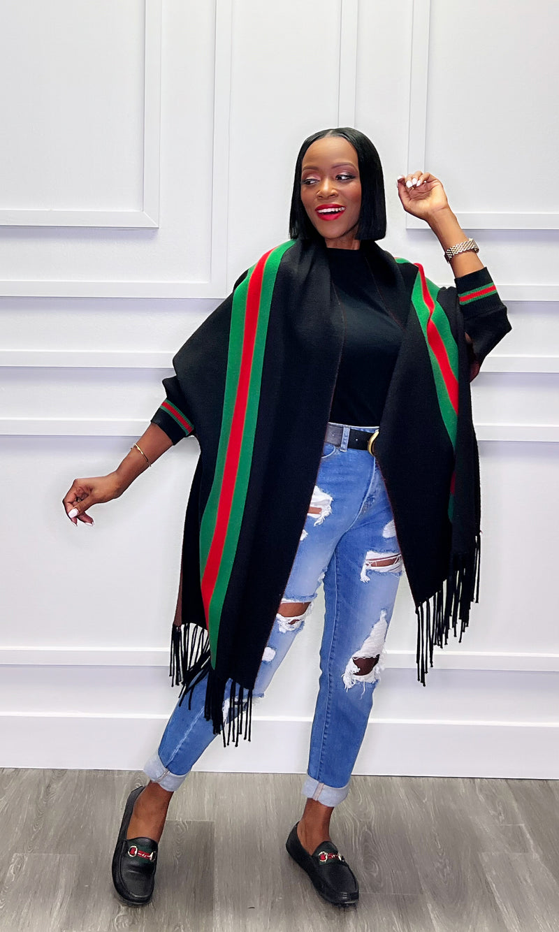 Gabby Black Poncho Cardigan