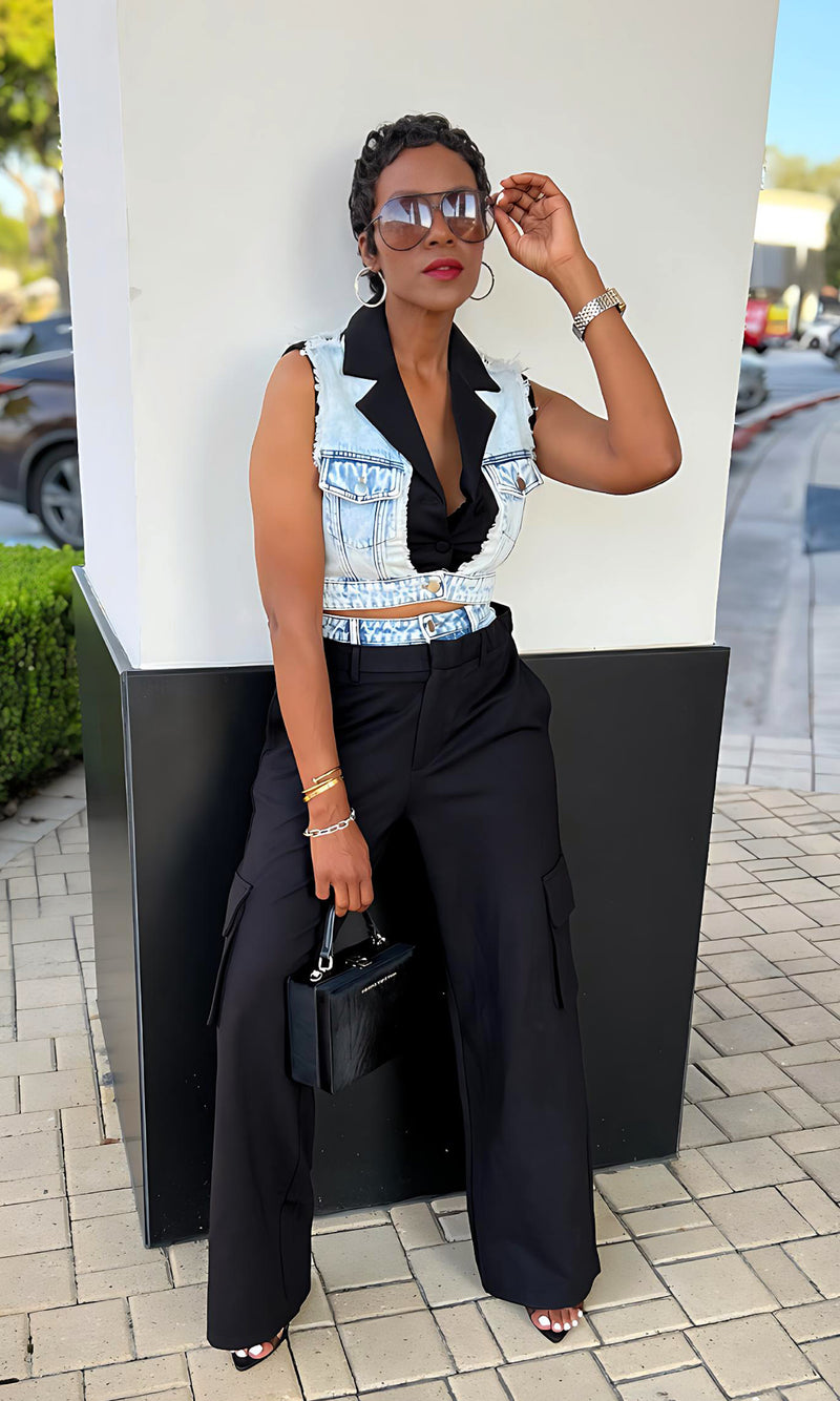 Greer 2.0 Black and Denim Cargo Set
