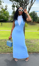 Mena Baby Blue Collar Dress