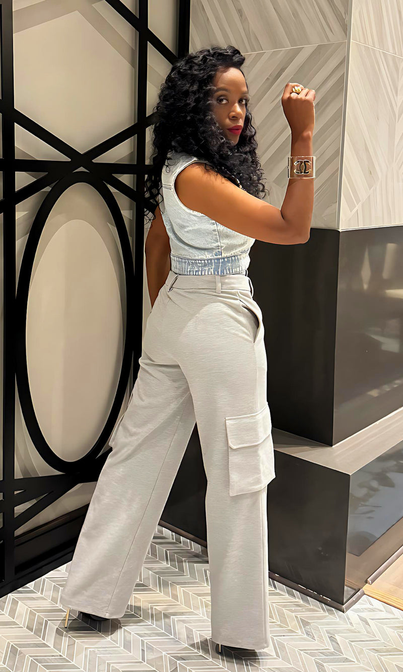 Greer Grey and Denim Cargo Set