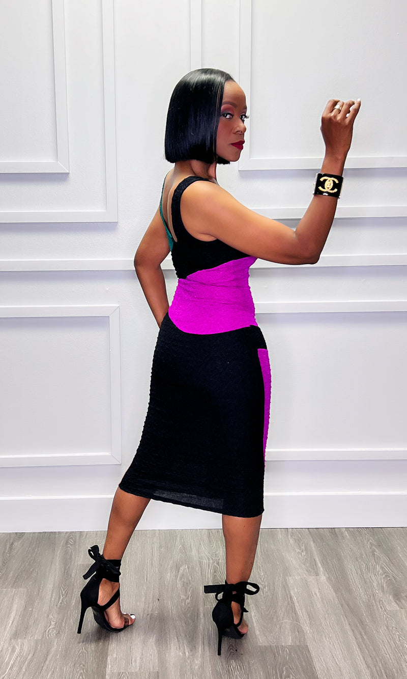 Kita Colorblock Midi Dress:FINAL W