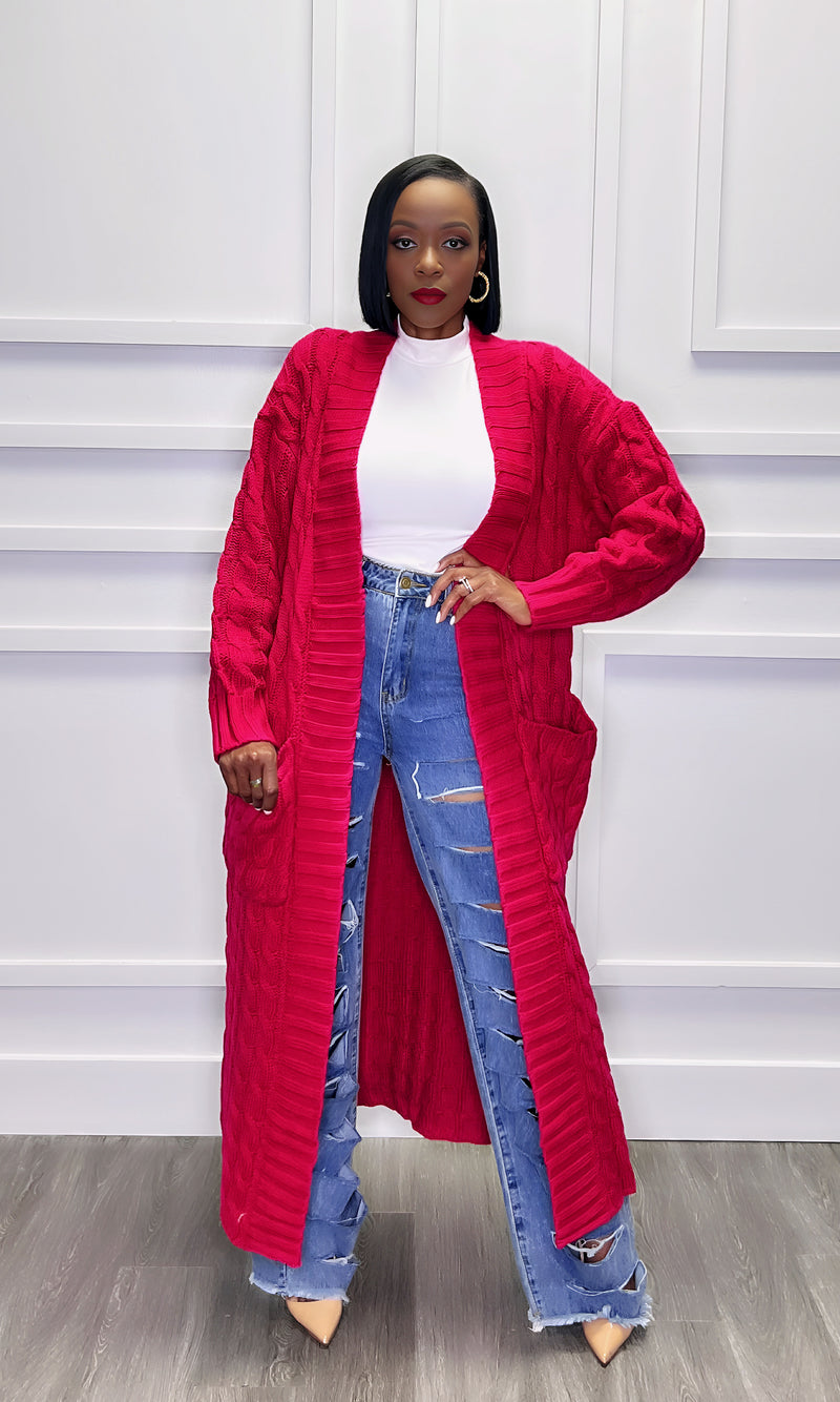Cardi Fuchsia Duster Cardigan