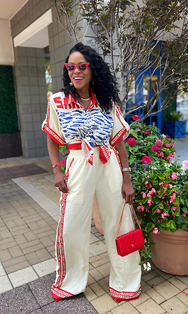 Summer In Italy Red Pants Set