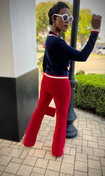 Constance Striped Knit Navy Cardigan