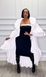 Kallese Ruffled White Cape Jacket