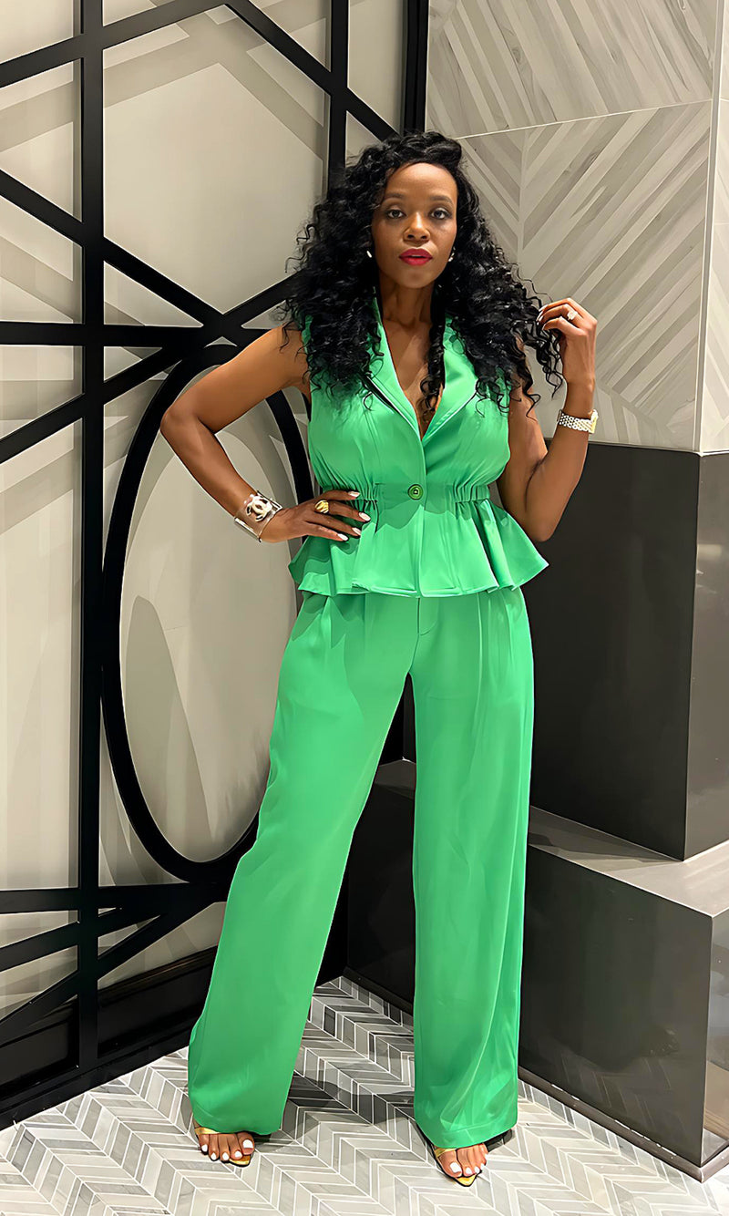 Jett Green Peplum Pants Set