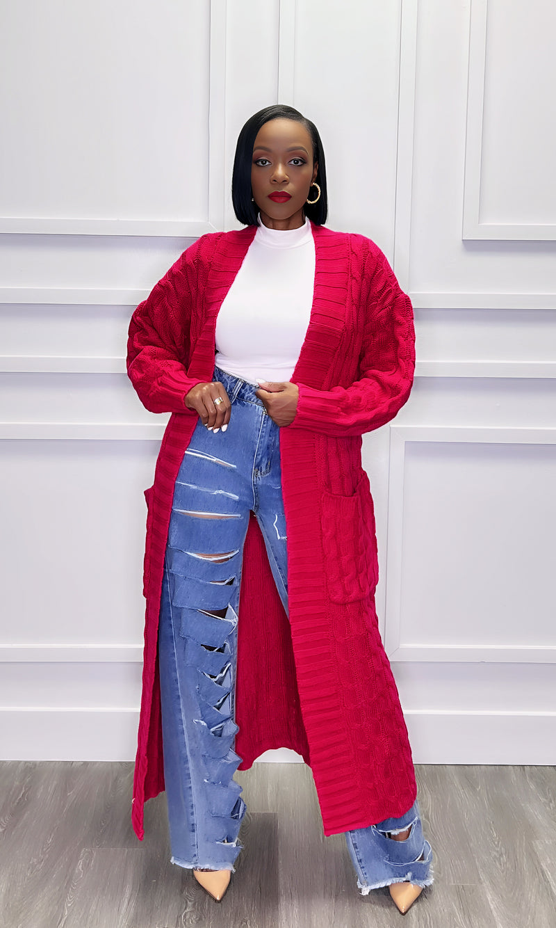 Cardi Fuchsia Duster Cardigan