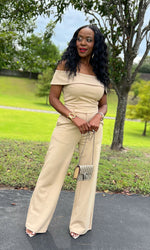 Orion Off The Shoulders Mocha Pants Set