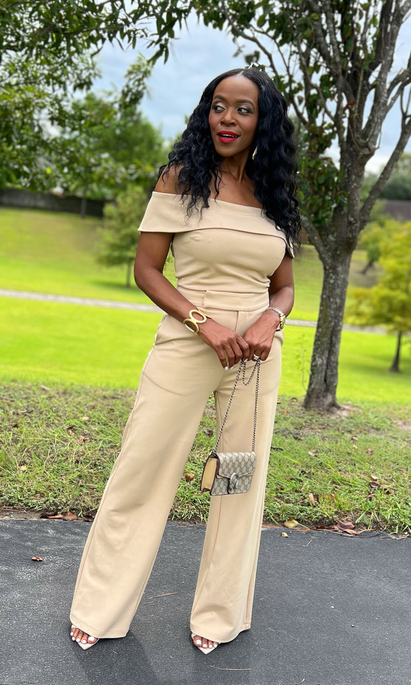 Orion Off The Shoulders Mocha Pants Set