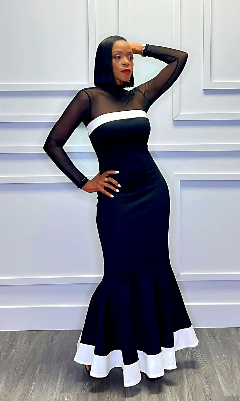 Bianca Black & White Mermaid Dress