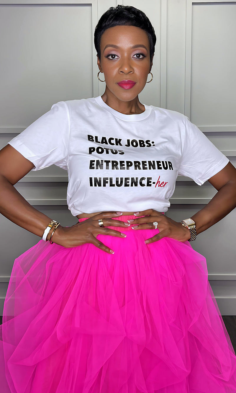 The #1 Job White T-Shirt Top:FINAL SALE