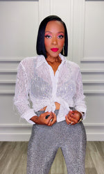 Superstar Sequin White Top