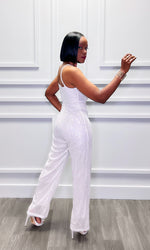 Heated Silver Stretched Sequin Jumpsuit