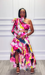 Picasso Fuchsia & Black Ruffled Skirt